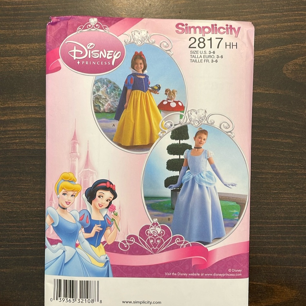 Simplicity Pattern 2817 UNCUT Disney Princess Costumes